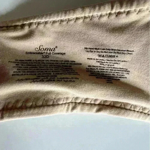 Soma Embraceable Full Coverage Bra, Size 32D Color Tan - Picture 6 of 6